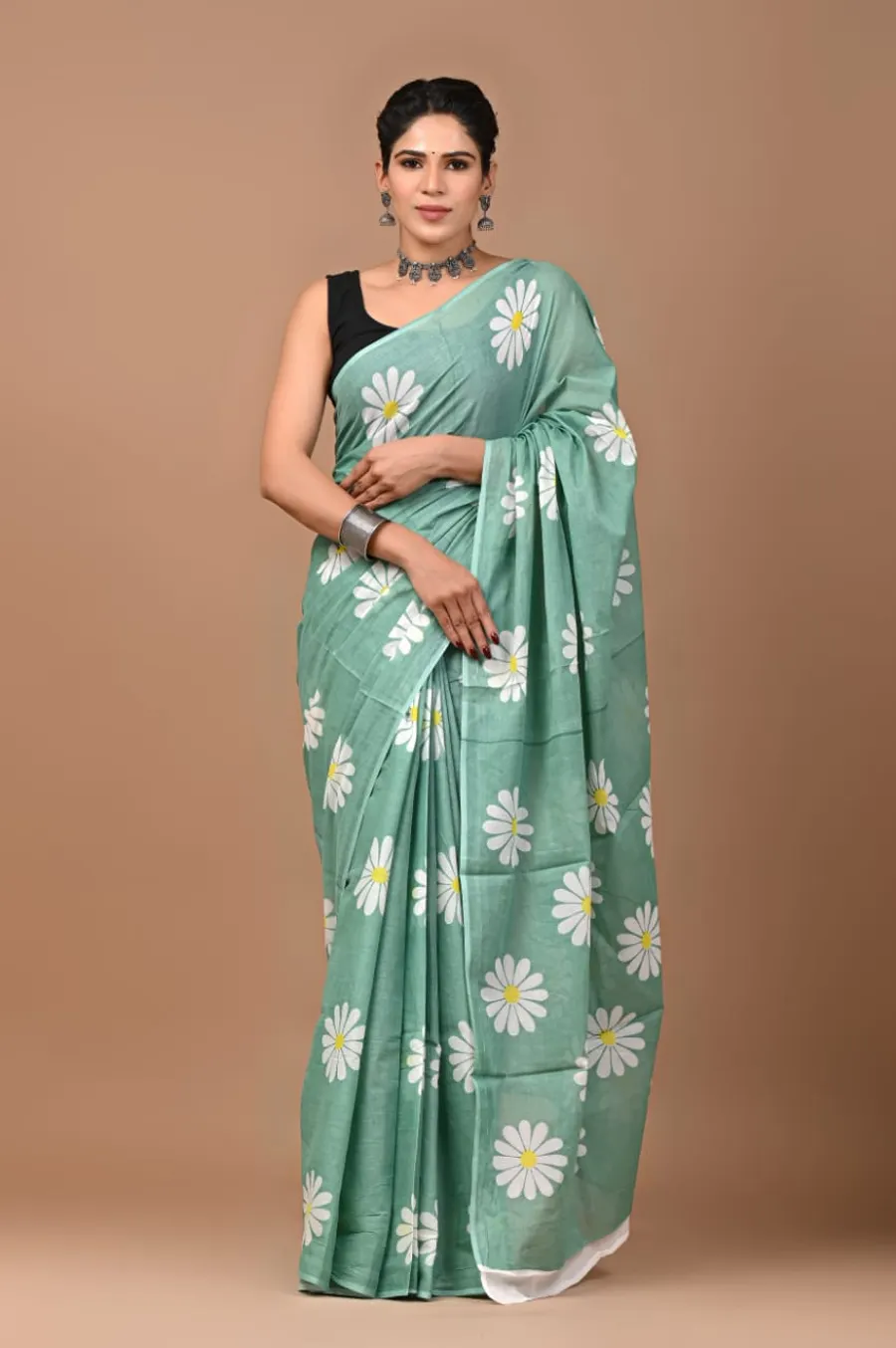 Beautiful Hand Block Printed Pure Cotton Mulmul Sarees